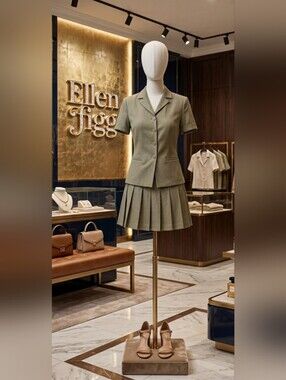 💚VINTAGE Ellen Figg Green Blazer Blouse & Pleated Skirt Set Sz 16 NWOT 💚